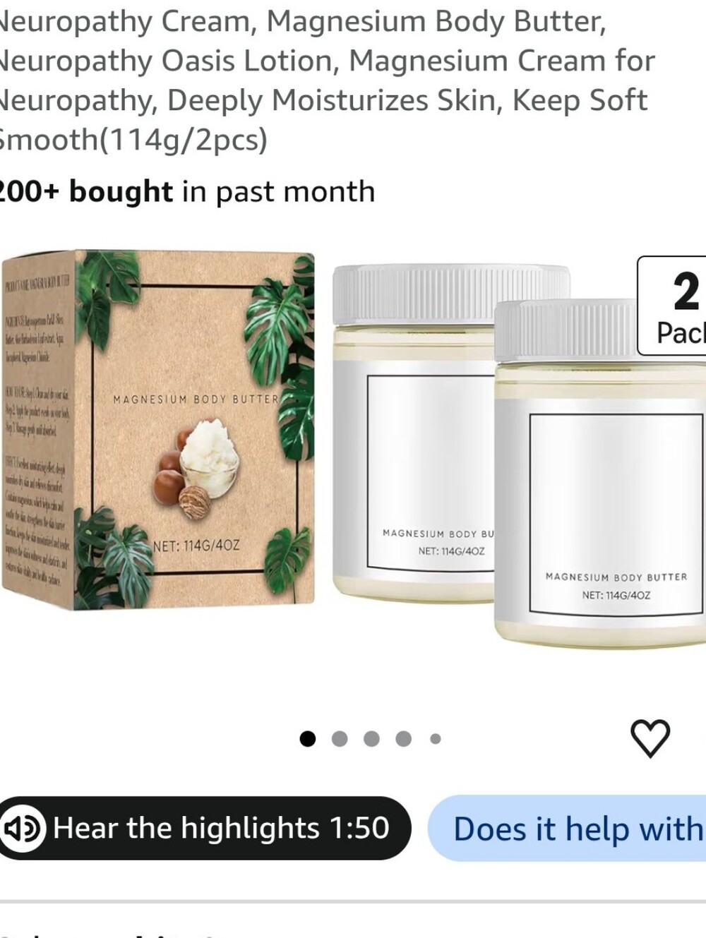 Oasis Magnesium Body Butter - White Jars (2 Pack)